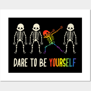 Skeleton Dare To Be Yourself Shirt Cute Lgbt Pride Gift Posters and Art